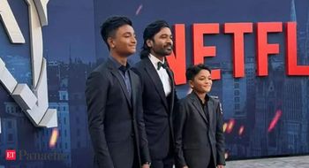 Dhanush goes global, proud Yatra & Linga join dad on red carpet of 'The Gray Man' premiere in LA