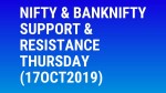 Nifty & Banknifty || Support & Resistance - Thursday (17OCT2019)