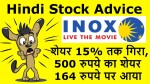 Inox Breaking News | शेयर 15% तक गिरा, 500 रुपये का शेयर 164 रुपये पर आया | Inox Stock Advice