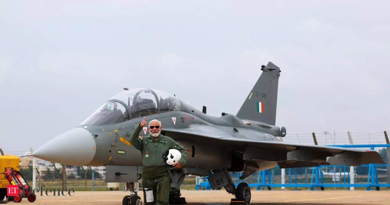 PM Narendra Modi flies in Tejas fighter jet. Check pictures