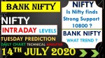 Nifty & Bank Nifty Intraday trading levels prediction for TOMMORROW (14th-Jul)Tuesday Intraday level