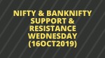 Nifty & Banknifty || Support & Resistance - Wednesday (16OCT2019)